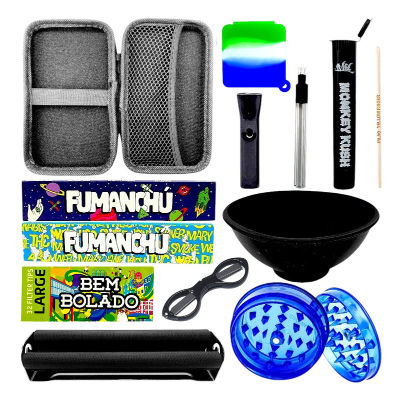 Kit Case Fumo Seda Dichavador Bolador Piteira Tubo Mocó