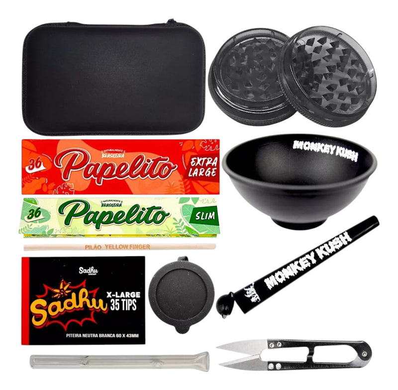 Kit Fumo Dichavador Seda Cuia Slick Tubete Piteira Case