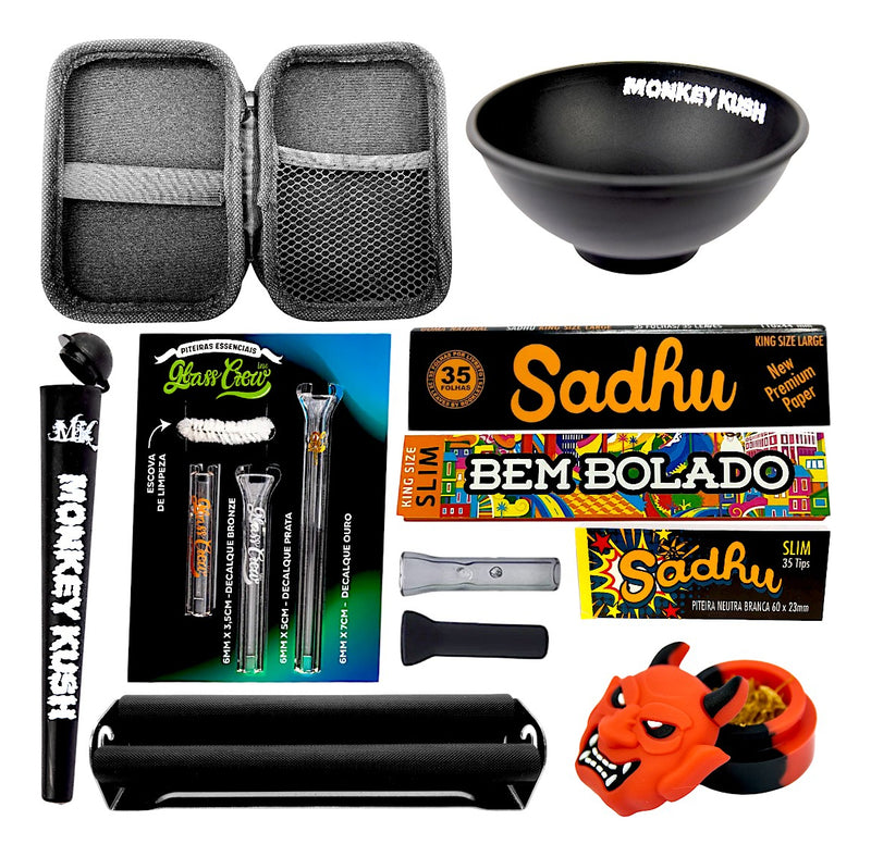 Kit Fumo Seda Cuia Piteira De Vidro Bolador Slick Tubo Mocó