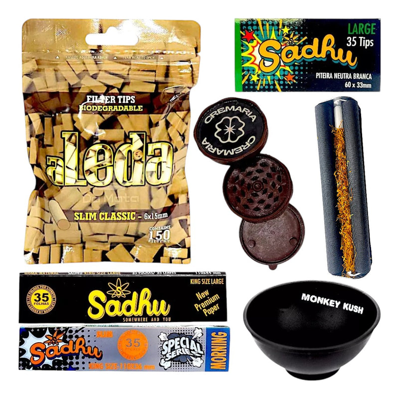 Kit Filtro Bolador Dichavador Seda Para Cigarros Cuia