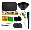 Kit Fumo Seda Dichavador Tubete Tesoura Cuia Adesivo Piteira