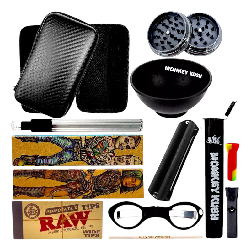 Kit Fumo Case Seda Dichavador Bolador Tubete Mocó Piteira
