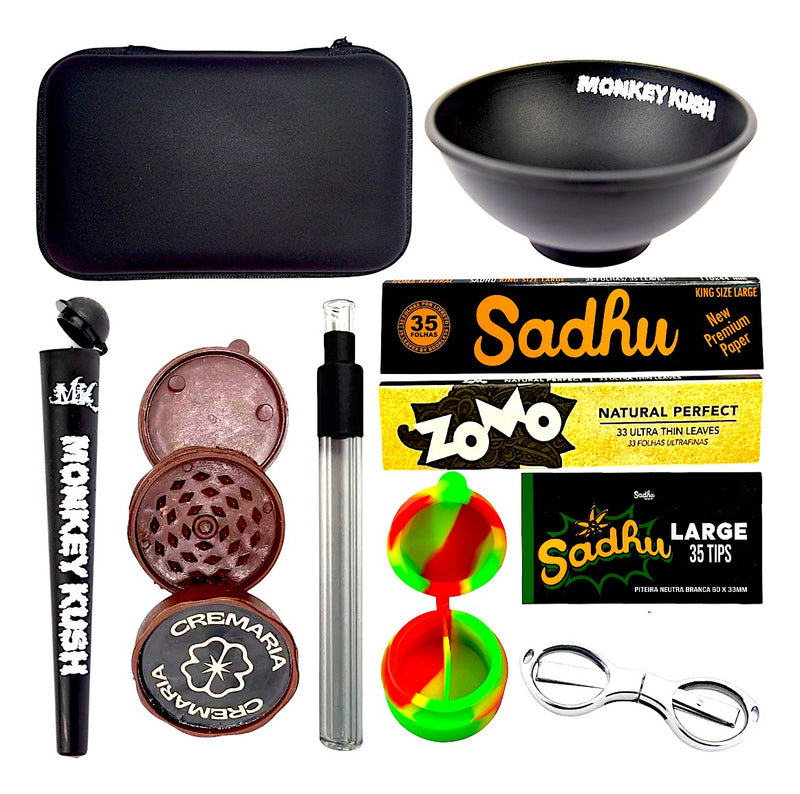 Kit Fumo Case Seda De Vidro Cuia Piteira Slick Tubete