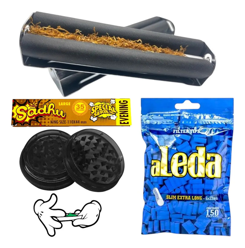 Kit Bolador Enrolador Dichavador Seda Filtro Aleda Adesivo